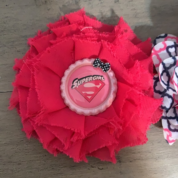 Hair bows & Flowers fuchsia and navy set (5) used - Picture 5 of 7